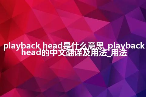 playback head是什么意思_playback head的中文翻译及用法_用法