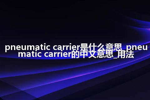 pneumatic carrier是什么意思_pneumatic carrier的中文意思_用法