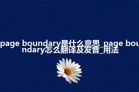 page boundary是什么意思_page boundary怎么翻译及发音_用法