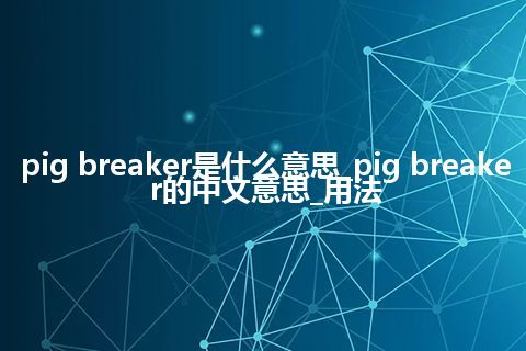 pig breaker是什么意思_pig breaker的中文意思_用法