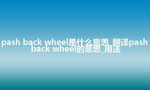 pash back wheel是什么意思_翻译pash back wheel的意思_用法