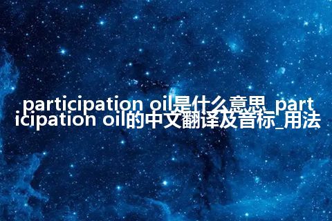 participation oil是什么意思_participation oil的中文翻译及音标_用法