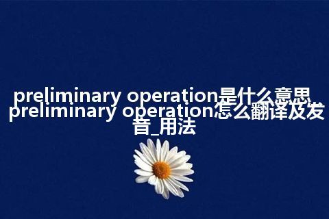 preliminary operation是什么意思_preliminary operation怎么翻译及发音_用法