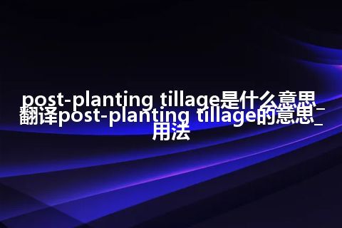post-planting tillage是什么意思_翻译post-planting tillage的意思_用法