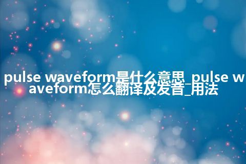 pulse waveform是什么意思_pulse waveform怎么翻译及发音_用法