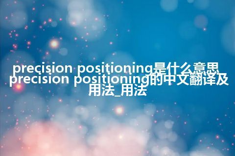 precision positioning是什么意思_precision positioning的中文翻译及用法_用法