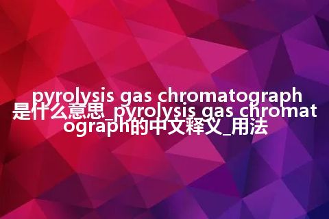 pyrolysis gas chromatograph是什么意思_pyrolysis gas chromatograph的中文释义_用法