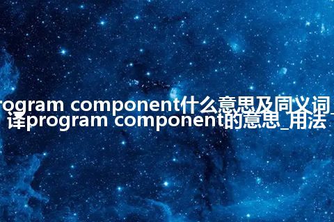 program component什么意思及同义词_翻译program component的意思_用法