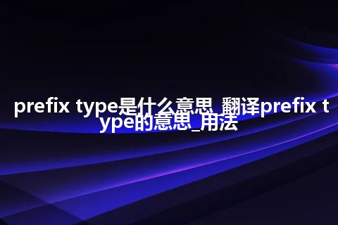 prefix type是什么意思_翻译prefix type的意思_用法