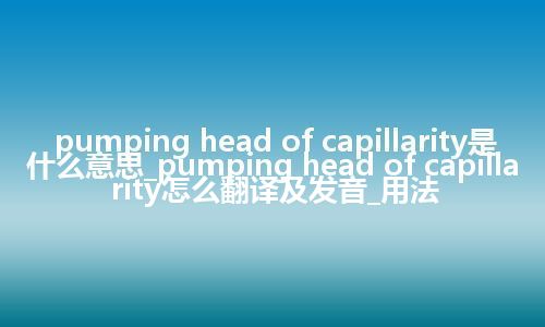 pumping head of capillarity是什么意思_pumping head of capillarity怎么翻译及发音_用法