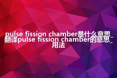 pulse fission chamber是什么意思_翻译pulse fission chamber的意思_用法