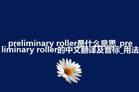 preliminary roller是什么意思_preliminary roller的中文翻译及音标_用法
