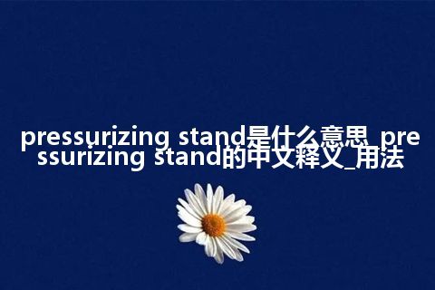 pressurizing stand是什么意思_pressurizing stand的中文释义_用法
