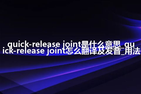 quick-release joint是什么意思_quick-release joint怎么翻译及发音_用法