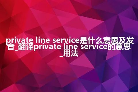 private line service是什么意思及发音_翻译private line service的意思_用法