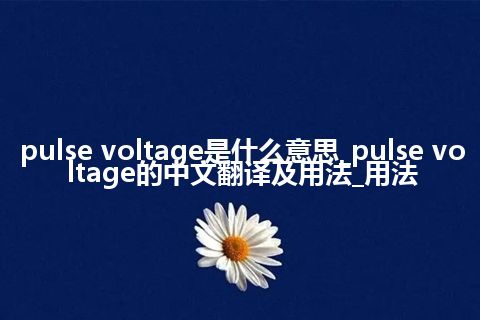 pulse voltage是什么意思_pulse voltage的中文翻译及用法_用法