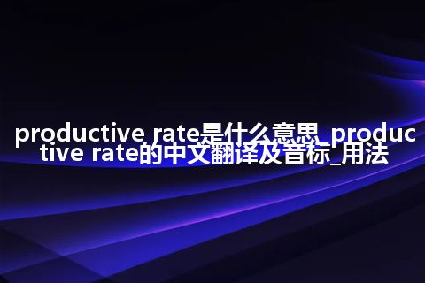 productive rate是什么意思_productive rate的中文翻译及音标_用法