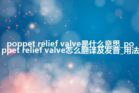 poppet relief valve是什么意思_poppet relief valve怎么翻译及发音_用法