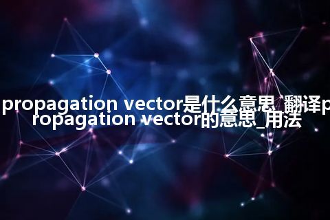 propagation vector是什么意思_翻译propagation vector的意思_用法