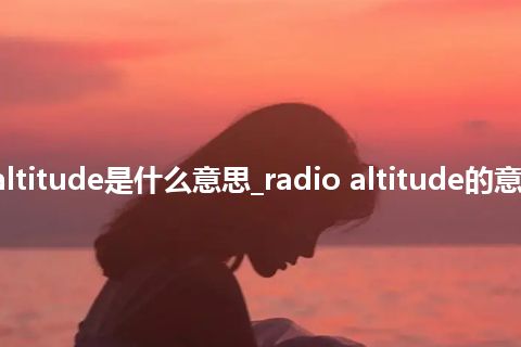 radio altitude是什么意思_radio altitude的意思_用法