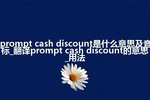 prompt cash discount是什么意思及音标_翻译prompt cash discount的意思_用法