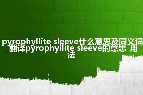 pyrophyllite sleeve什么意思及同义词_翻译pyrophyllite sleeve的意思_用法