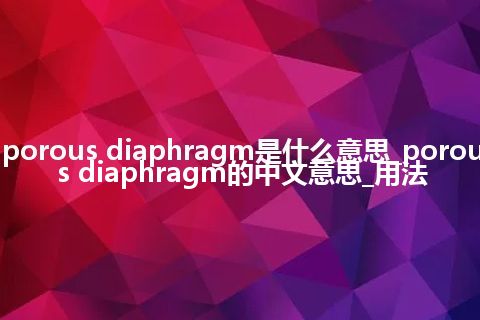 porous diaphragm是什么意思_porous diaphragm的中文意思_用法