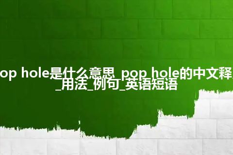 pop hole是什么意思_pop hole的中文释义_用法_例句_英语短语