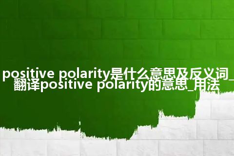 positive polarity是什么意思及反义词_翻译positive polarity的意思_用法
