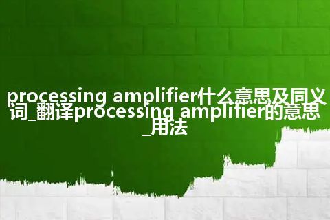 processing amplifier什么意思及同义词_翻译processing amplifier的意思_用法
