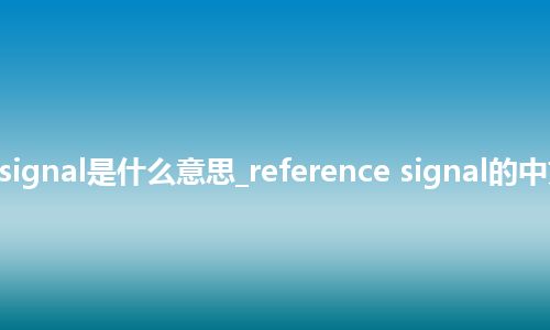 reference signal是什么意思_reference signal的中文释义_用法
