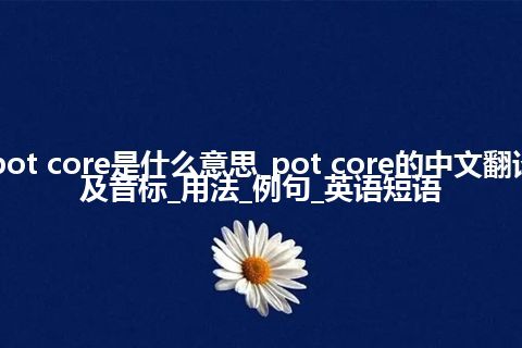 pot core是什么意思_pot core的中文翻译及音标_用法_例句_英语短语