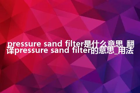 pressure sand filter是什么意思_翻译pressure sand filter的意思_用法