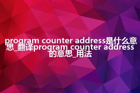 program counter address是什么意思_翻译program counter address的意思_用法