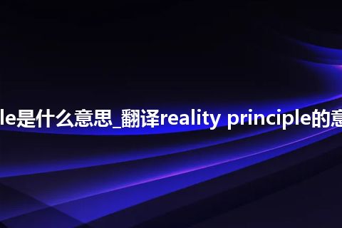 reality principle是什么意思_翻译reality principle的意思_用法_反义词