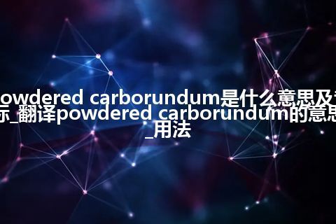 powdered carborundum是什么意思及音标_翻译powdered carborundum的意思_用法