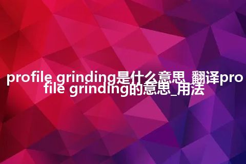 profile grinding是什么意思_翻译profile grinding的意思_用法