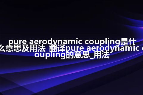 pure aerodynamic coupling是什么意思及用法_翻译pure aerodynamic coupling的意思_用法