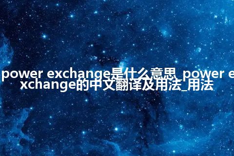 power exchange是什么意思_power exchange的中文翻译及用法_用法