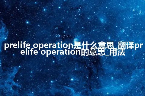 prelife operation是什么意思_翻译prelife operation的意思_用法