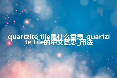 quartzite tile是什么意思_quartzite tile的中文意思_用法