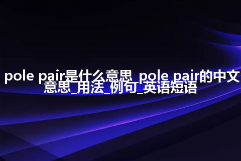pole pair是什么意思_pole pair的中文意思_用法_例句_英语短语