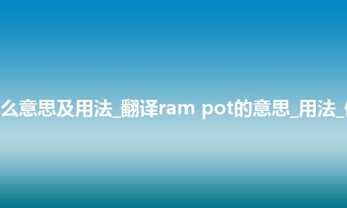 ram pot是什么意思及用法_翻译ram pot的意思_用法_例句_英语短语