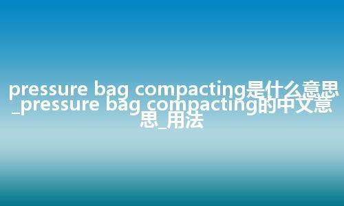 pressure bag compacting是什么意思_pressure bag compacting的中文意思_用法