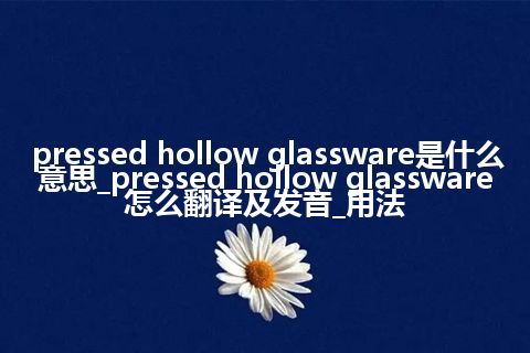 pressed hollow glassware是什么意思_pressed hollow glassware怎么翻译及发音_用法