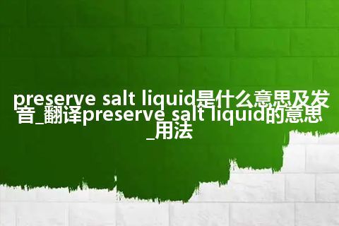 preserve salt liquid是什么意思及发音_翻译preserve salt liquid的意思_用法