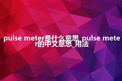 pulse meter是什么意思_pulse meter的中文意思_用法