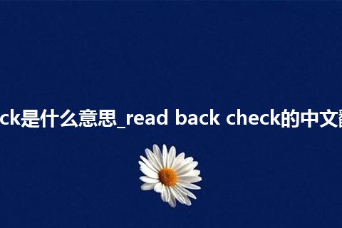 read back check是什么意思_read back check的中文翻译及音标_用法