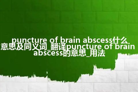 puncture of brain abscess什么意思及同义词_翻译puncture of brain abscess的意思_用法