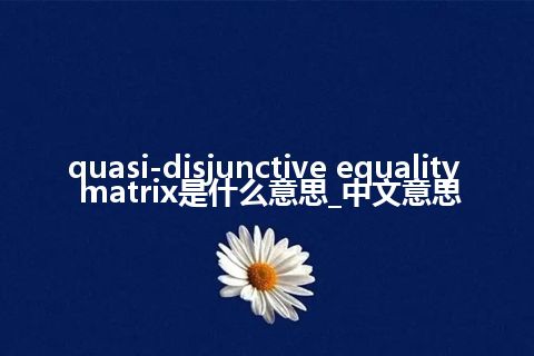 quasi-disjunctive equality matrix是什么意思_中文意思